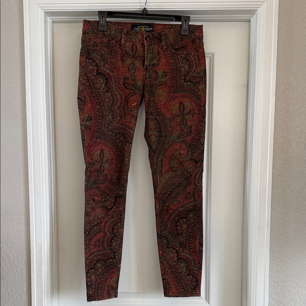 Lucky Brand Rust and Green Textured Jeans